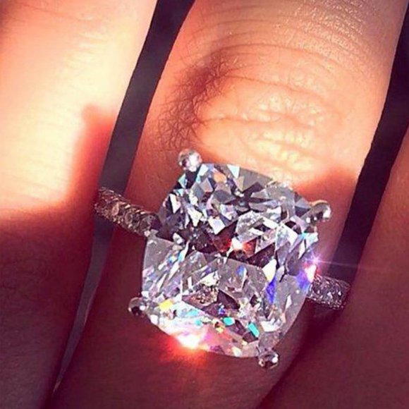 NEW 8 CT 925 Sterling Silver Cushion Diamond Ring - Picture 2 of 5